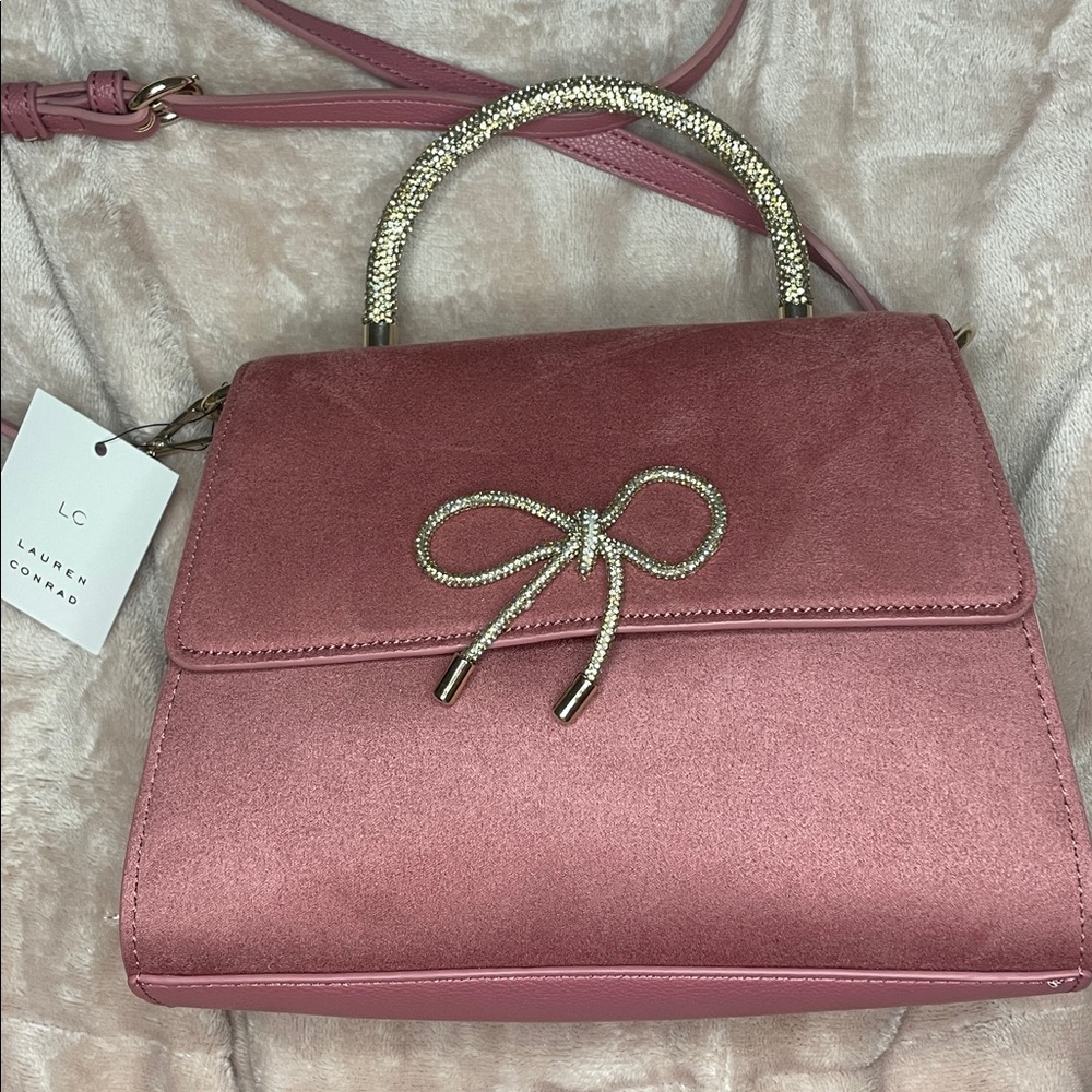 LC Lauren Conrad Pink Purse with Gold Details